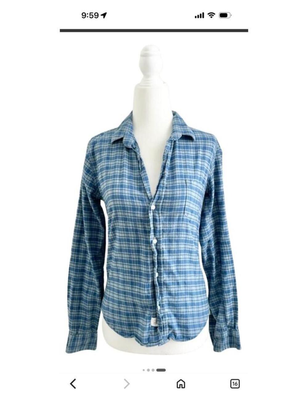 Frank & Eileen Barry Plaid Button Up Blue size m
